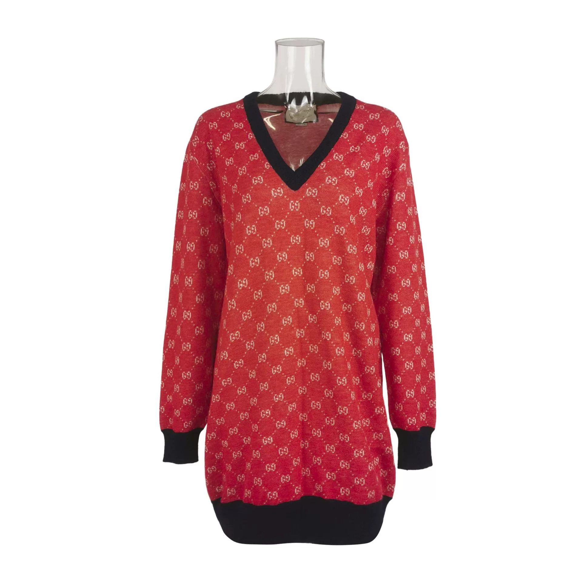 Gucci Gucci Double G Logo Red Blue Knit Dress Size M / US 6-8 / IT 42-44 - 1 Thumbnail