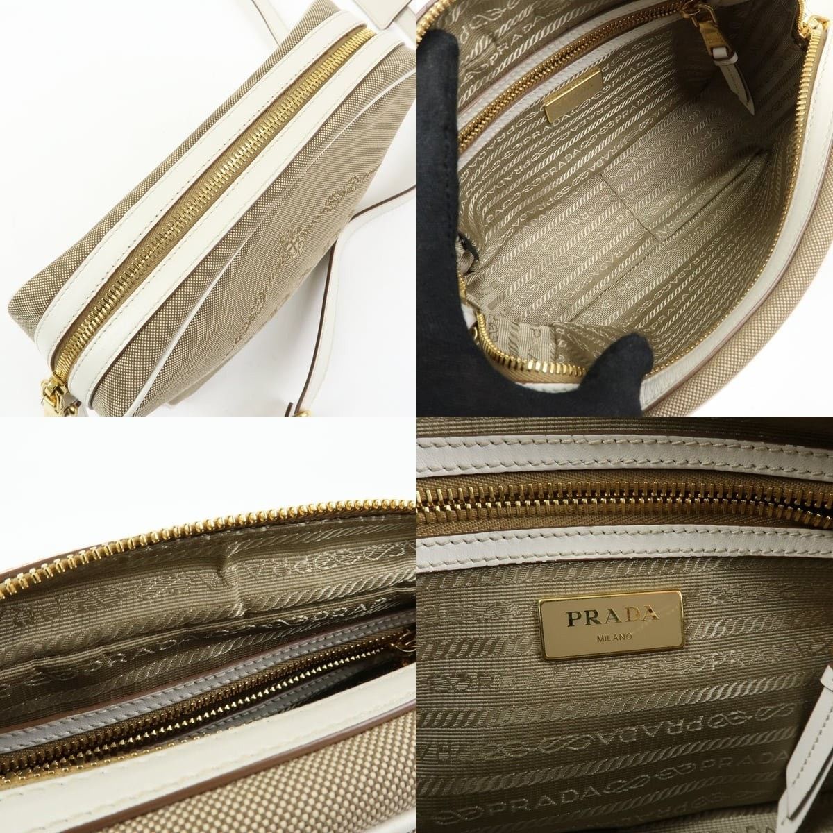 Prada Prada Logo Jacquard Shoulder Bag Tan Size ONE SIZE - 7 Thumbnail
