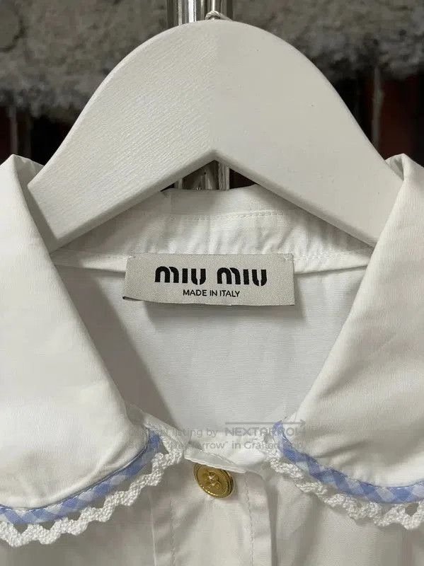 Miu Miu Miu Miu White Cropped Long Sleeve Shirt . Size XXS / US 00 / IT 34 - 6 Thumbnail