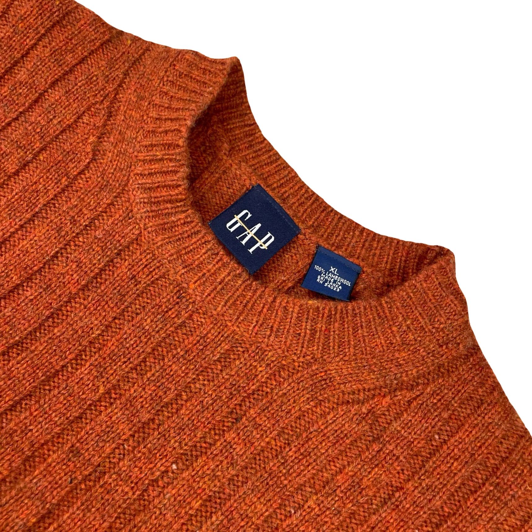 Gap GAP Men’s VTG Ribbed Pullover Sweater Orange XL Chunky-Knit Crew Neck Wool Shirt Size US XL / EU 56 / 4 - 2 Thumbnail
