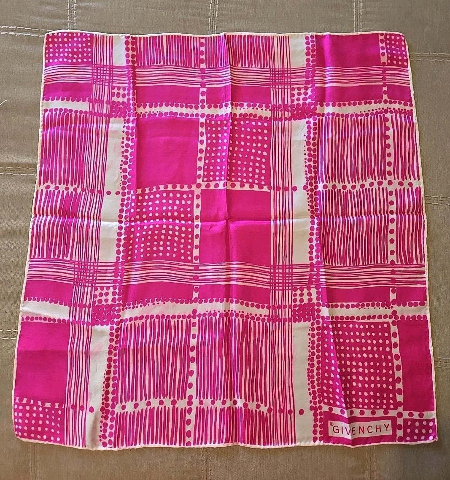 Givenchy Vtg Givenchy Pink & White Polka Dot Pattern Silk Scarf 22x23 Size ONE SIZE - 2 Thumbnail