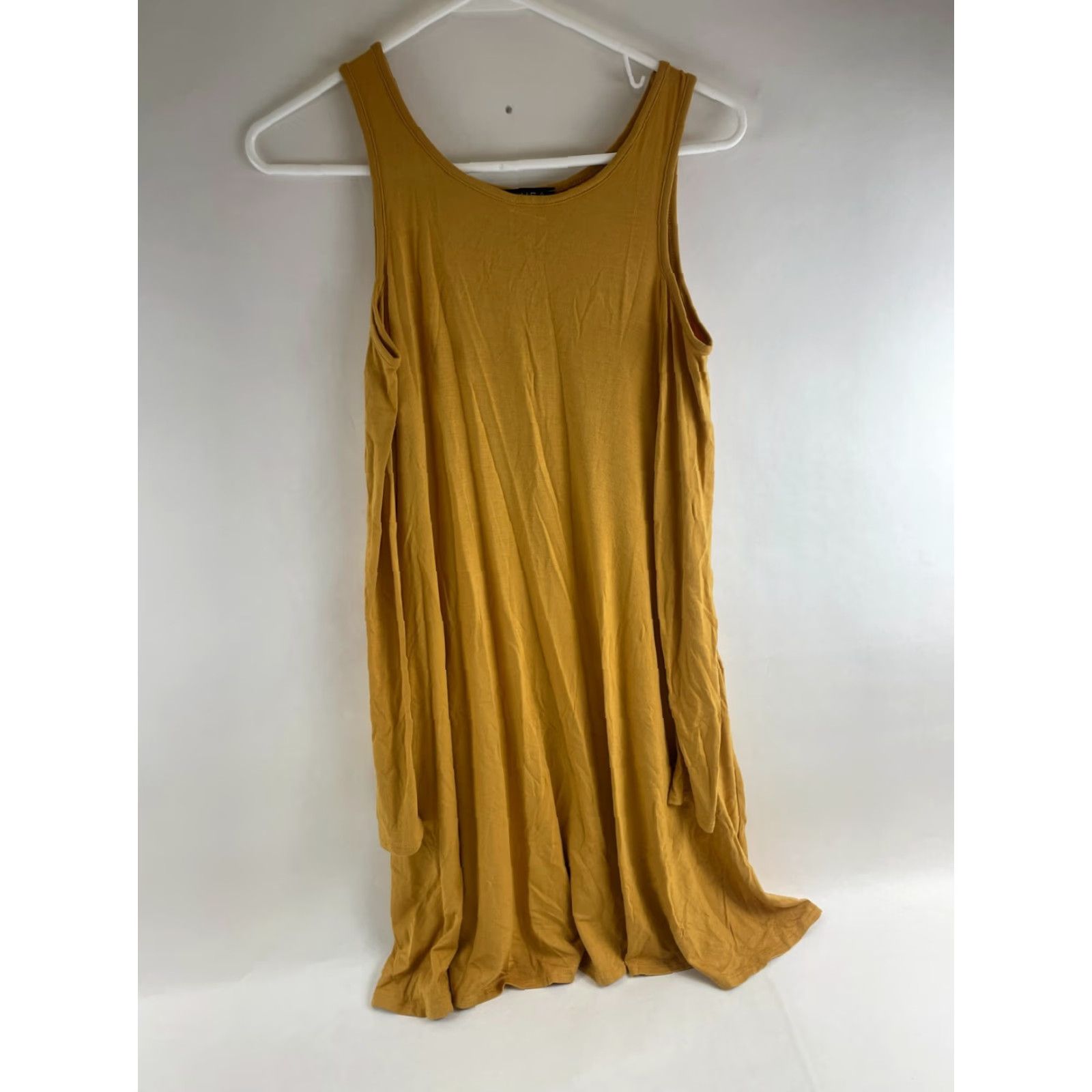 Vintage Iliad USA Dress Women XS Mustard Knee Length Cold Shoulder Long Sleeve Size XS / US 0-2 / IT 36-38 - 2 Thumbnail