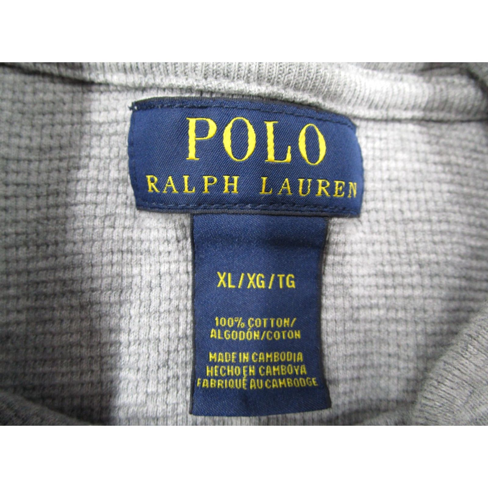 Polo Ralph Lauren VINTAGE Polo Ralph Lauren Hoodie Mens XL Gray Waffle Thermal Pullover Embroidered Pony Mens XL Grey Hooded Pullover Knit Thermal Sweatshirt Size US XL / EU 56 / 4 - 2 Thumbnail