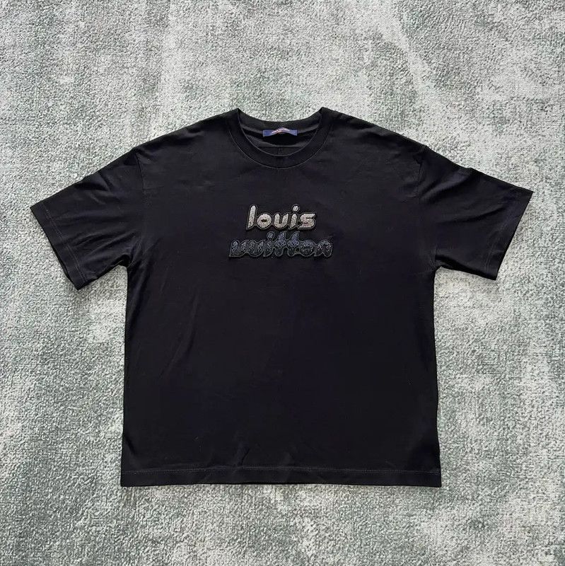Louis Vuitton Louis Vuitton Black Cotton Logo Short Sleeve T-shirt 0089 Size US L / EU 52-54 / 3 - 1 Thumbnail