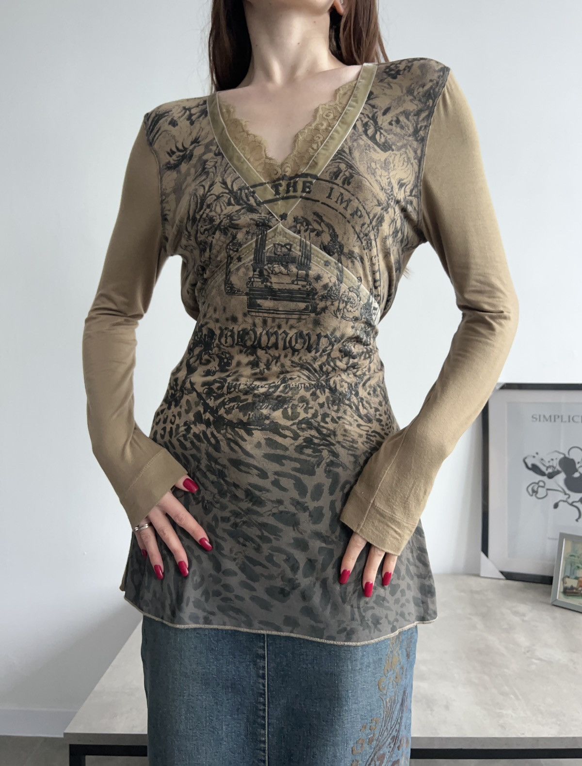 Vintage Vintage Gorgeous Long Blouse Avant Garde Y2K leopard Size S / US 4 / IT 40 - 4 Thumbnail
