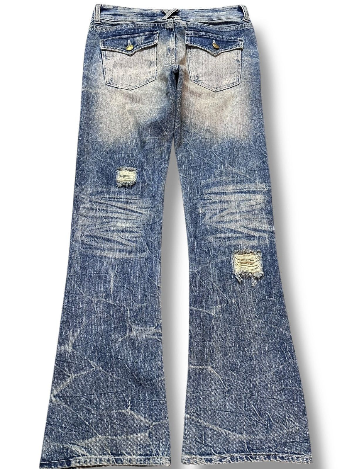 Gene Par Yukio Mishiba Vintage Gennaro Flare Faded Grunge Ripped Distressed Denim Size US 30 / EU 46 - 6 Thumbnail