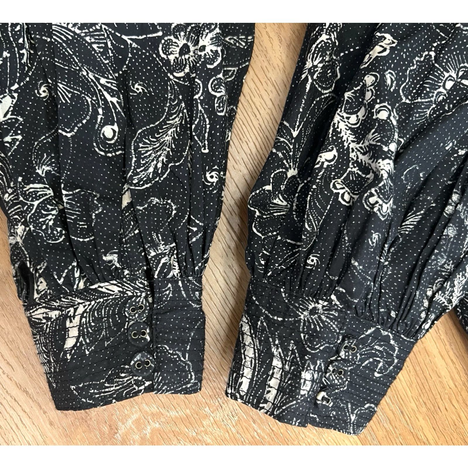 Ulla Johnson Ulla Johnson Cotton Midi Dress Black White 6 Women Floral Fit & Flare Size M / US 6-8 / IT 42-44 - 5 Thumbnail
