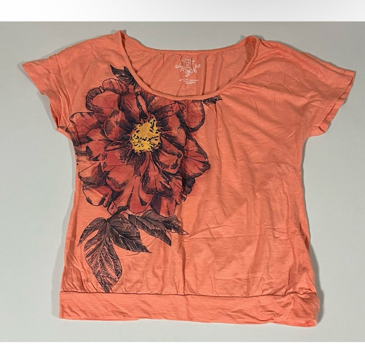 Sonoma Sonoma Orange Floral Y2K Shirt Top Blouse Size S (Petite) 🌸✨ Size S / US 4 / IT 40 - 1 Thumbnail