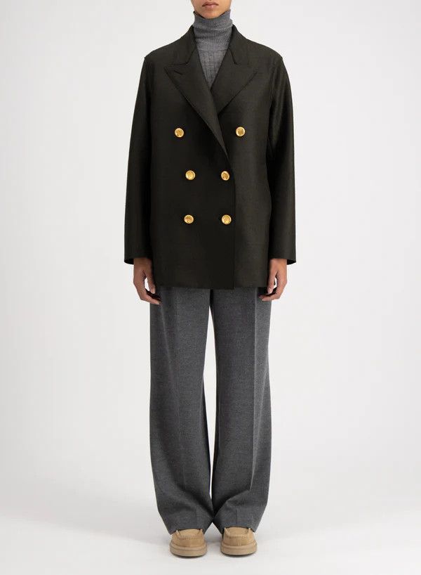 Harris Wharf London o1s22i1n1024 Double-Breasted Pressed Caban Wool Coat Size M / US 6-8 / IT 42-44 - 3 Thumbnail