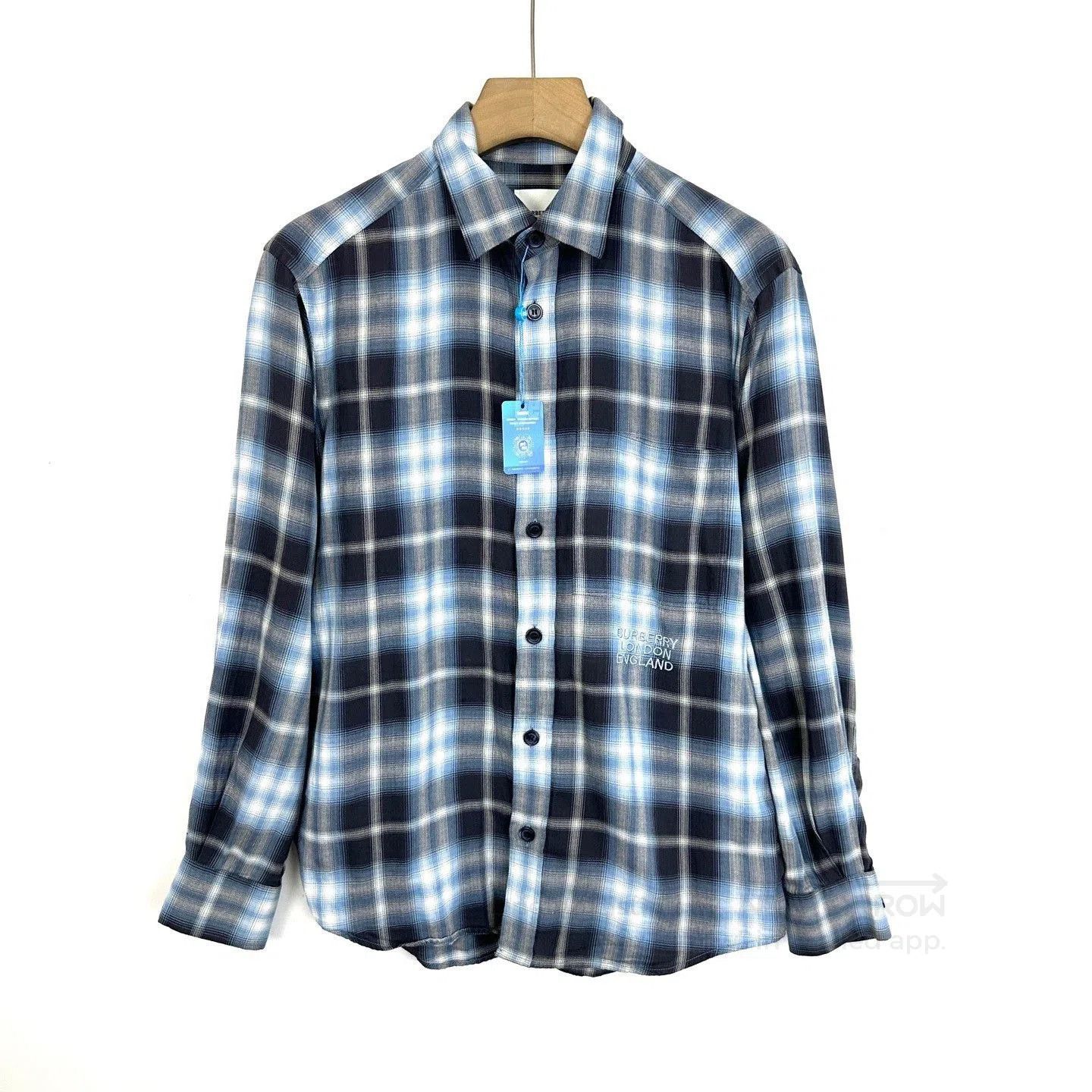 Burberry Burberry Blue Check Logo Long-Sleeve Shirt. Size US S / EU 44-46 / 1 - 1 Thumbnail