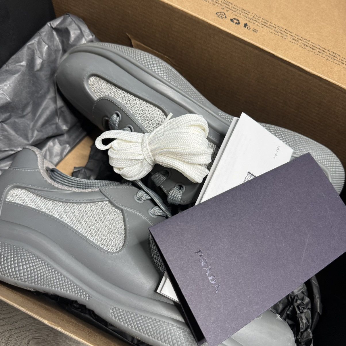 Prada Prada America’s Cup Sneaker Soft Rubber Steel Grey Size US 8 / EU 41 - 17 Thumbnail