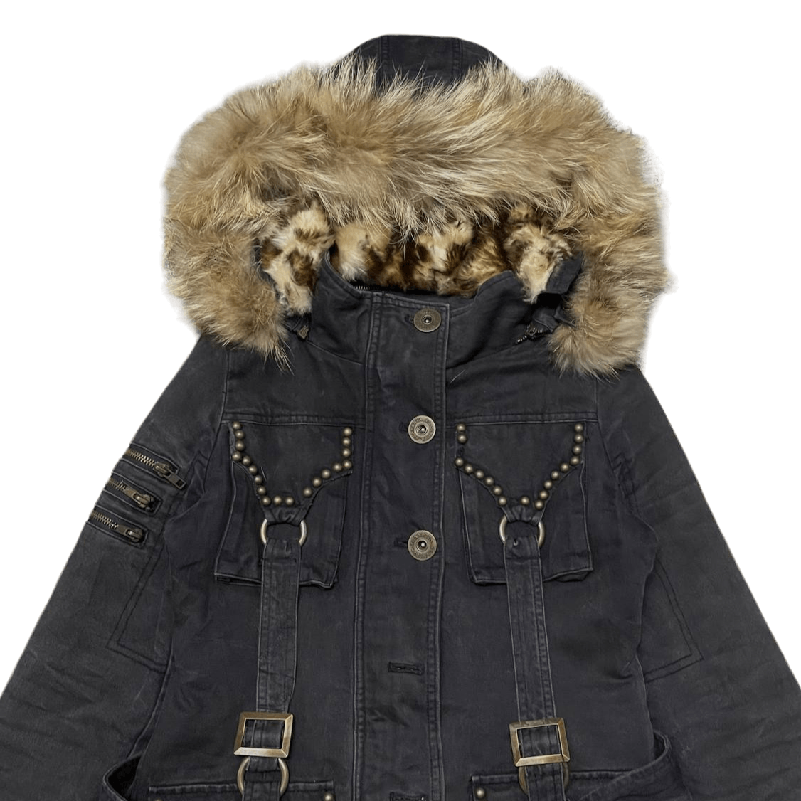 If Six Was Nine × Le Grande Bleu (L.G.B.) Vintage D.I.A Fur Racoon Parka Jacket Detachable Hood Size S / US 4 / IT 40 - 2 Thumbnail