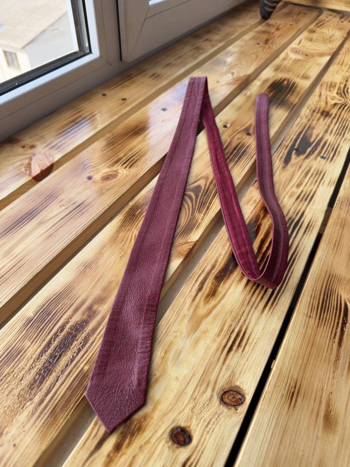 Japanese Brand Retro Vintage Burgundy Leather Tie 90s Western Biker Style Size ONE SIZE - 1 Thumbnail