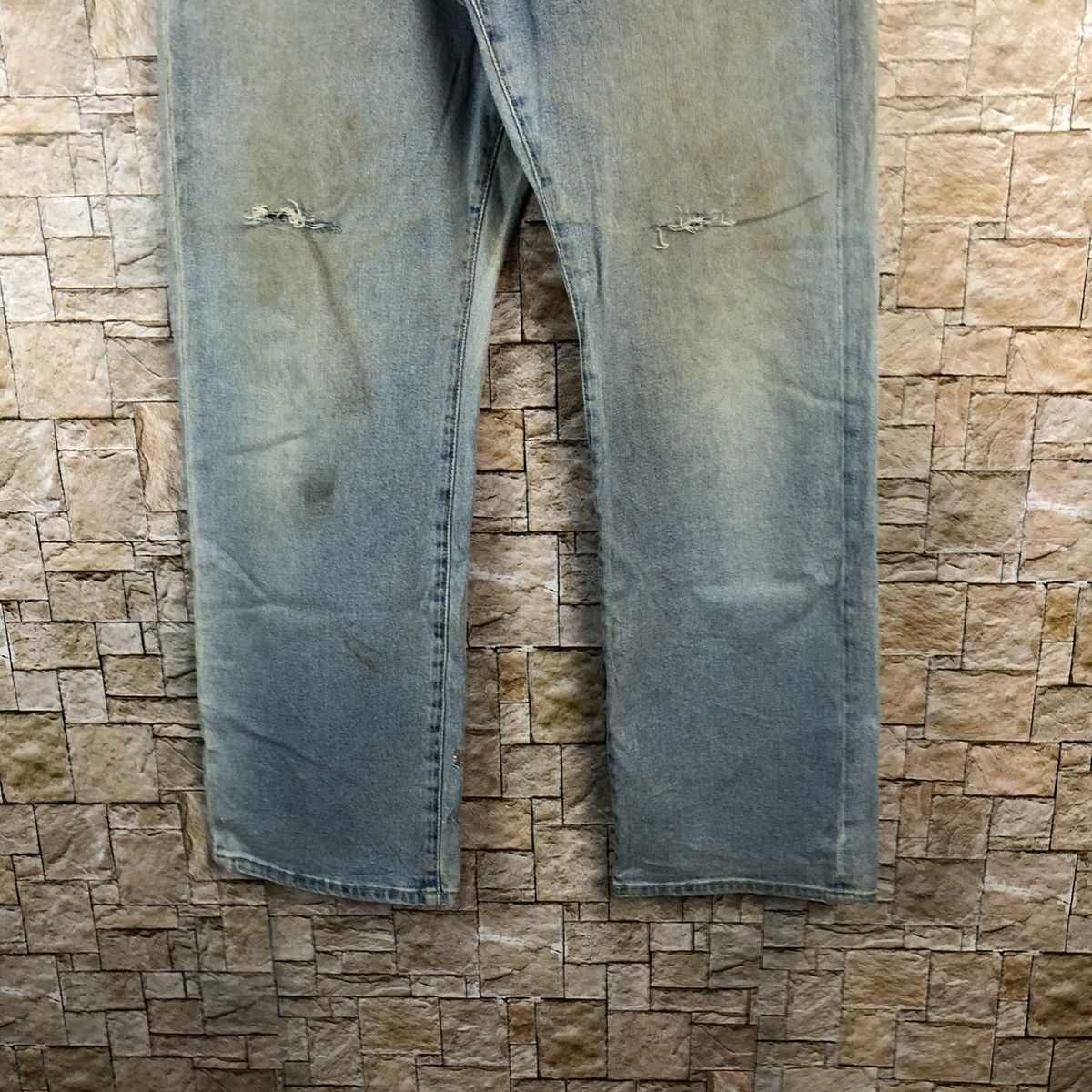 Japanese Brand Style Basic Blue Distressed vintage Denim Pants #A963 Size US 32 / EU 48 - 7 Thumbnail