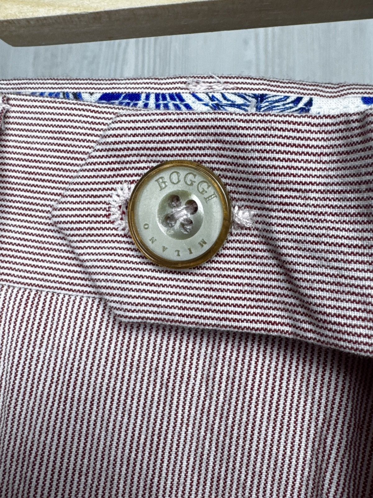 Boggi Boggi Milano Deadstock red striped cotton chino pants Size US 34 / EU 50 - 4 Thumbnail