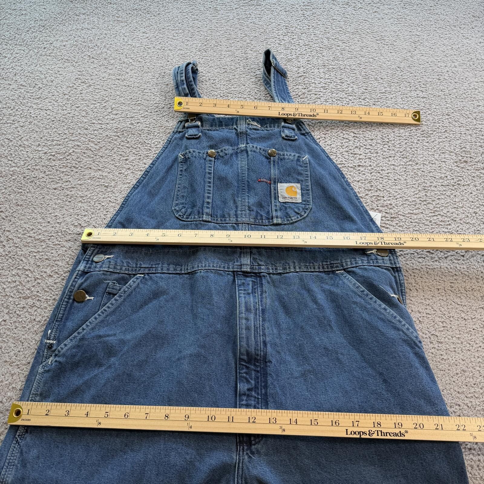 Carhartt Vintage Y2K Carhartt Denim Overalls Wide Leg Carpenter 38x30 Size US 38 / EU 54 - 3 Thumbnail