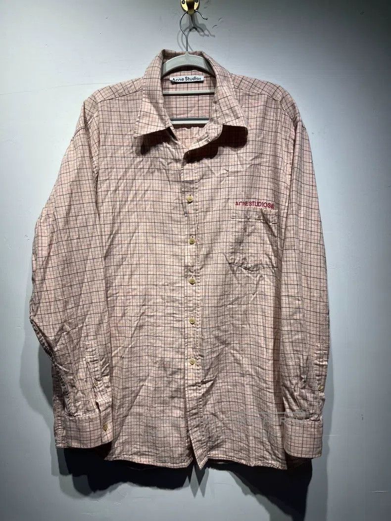 Acne Studios Acne Studios Plaid Patchwork Embroidered Shirt, Pink Size US M / EU 48-50 / 2 - 1 Thumbnail