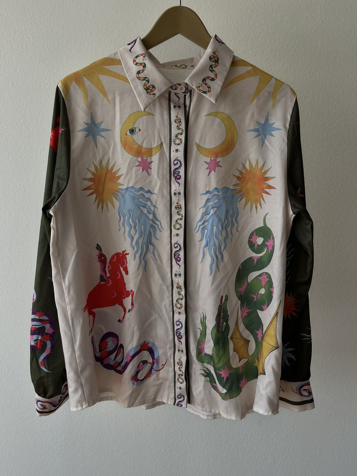 Designer Days Of Heaven Print Shirt Button Up Large Size L / US 10 / IT 46 - 1 Thumbnail