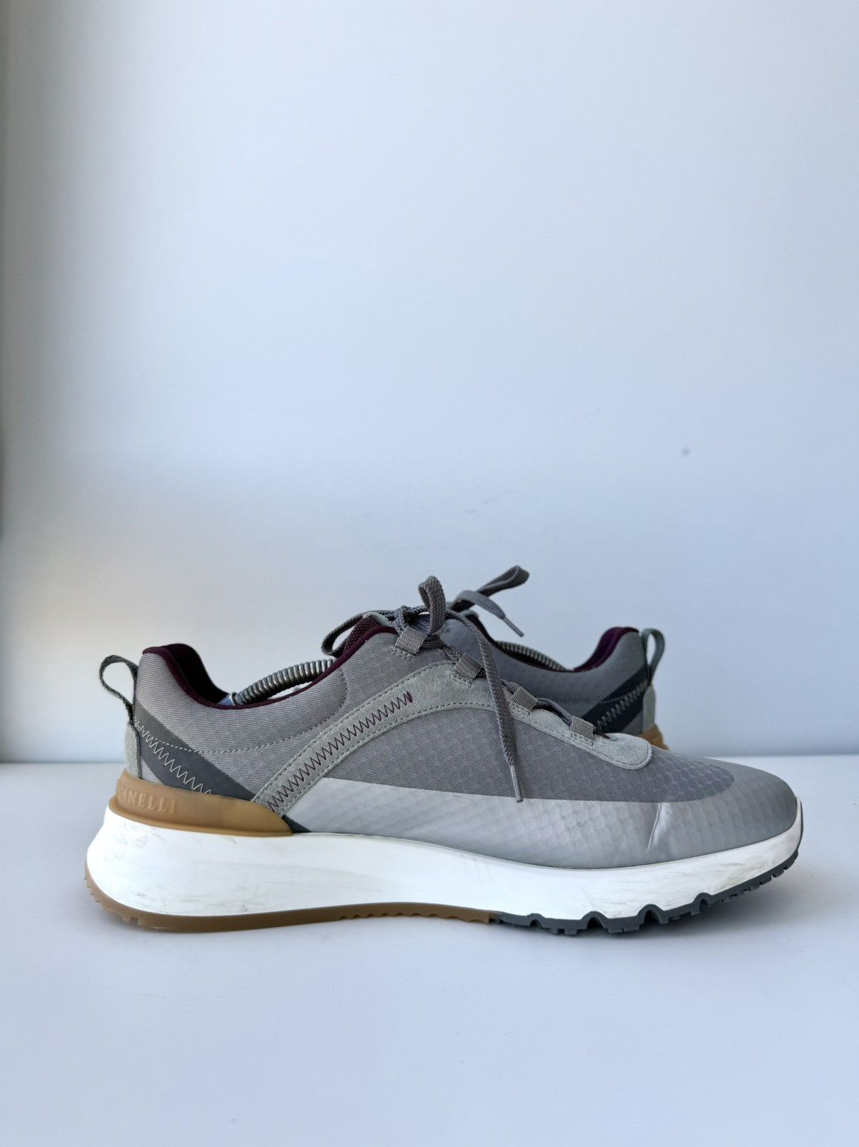 Brunello Cucinelli Brunello Cucinelli Honeycomb Grey Lace Up Sneaker Mens Shoes Size US 12 / EU 45 - 11 Thumbnail