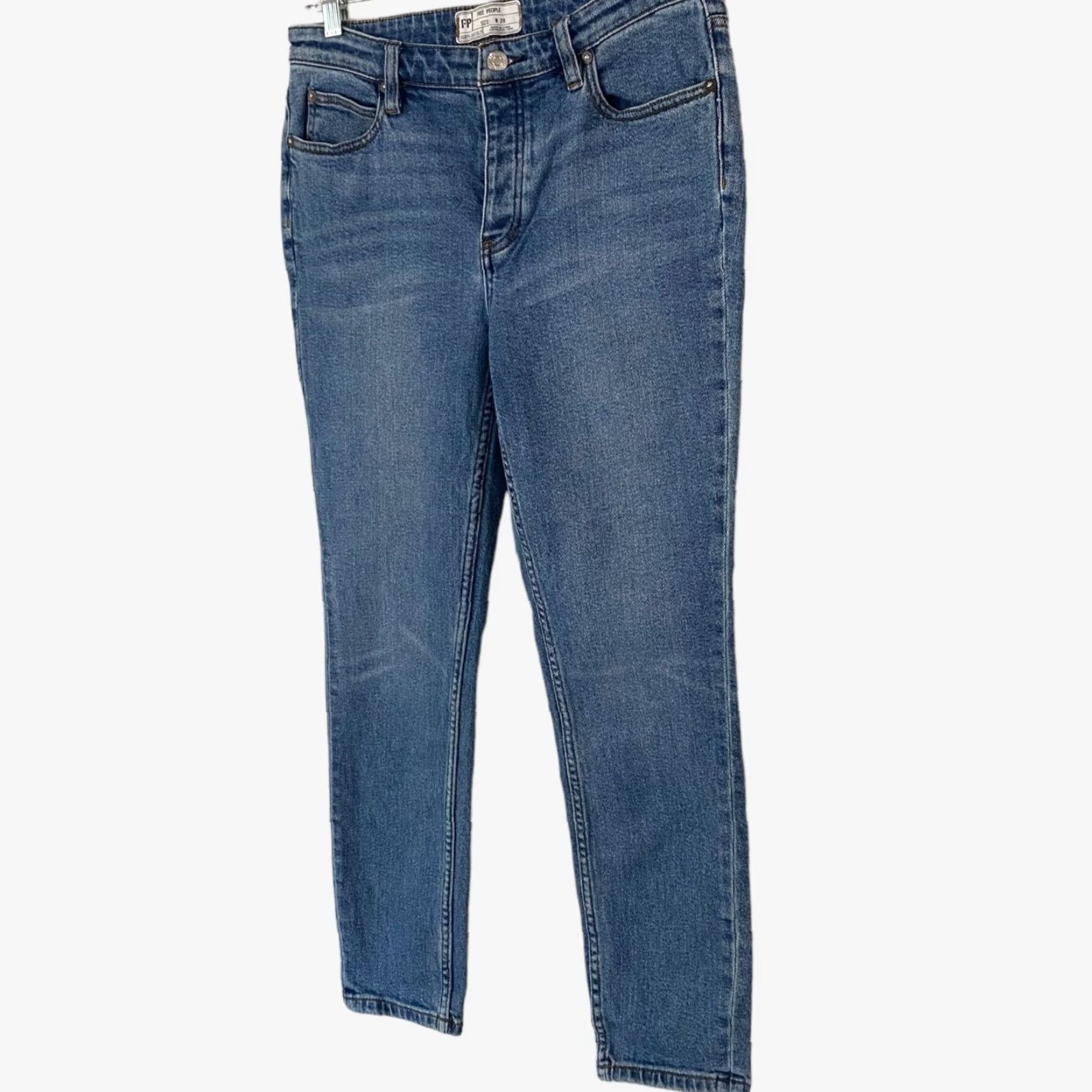 Free People Free People Jeans Womens 28 Blue Denim Stretch Button Fly Skinny Mid Rise Size 28" / US 6 / IT 42 - 2 Thumbnail