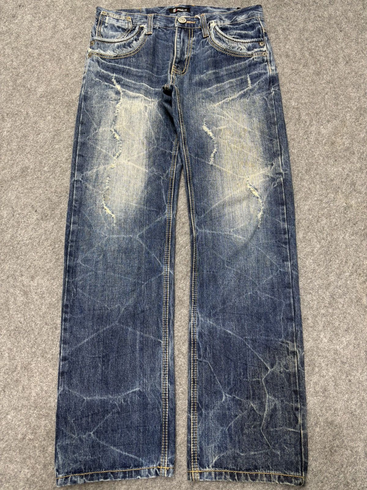 Seditionaries 💥Insane💥SorriderexBack&Forth Spiral Distressed Denim F661 Size US 33 - 24 Thumbnail