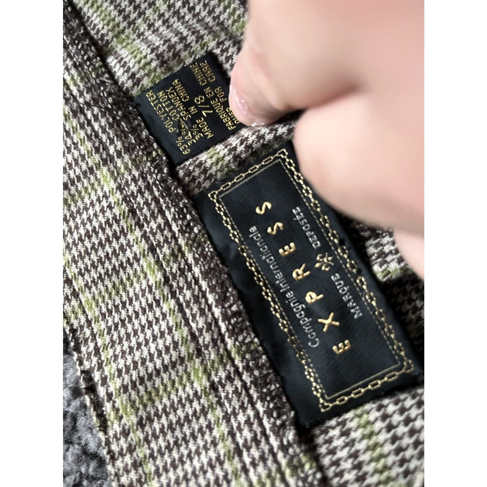 Express VINTAGE Compagnie Internationale Express Pants Womens 7/8 Brown Herringbone 1990s Tailored Business Size 28" / US 6 / IT 42 - 6 Thumbnail