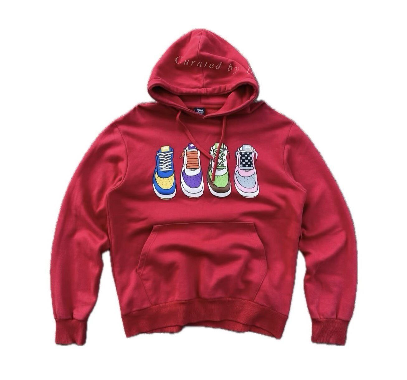 Vintage Vintage Stussy x Nike Force 1 Red Hoodie Size US M / EU 48-50 / 2 - 1 Thumbnail