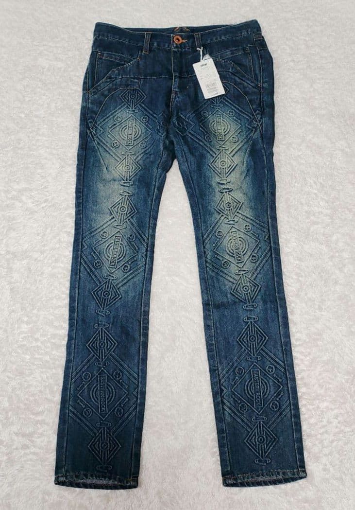 Japanese Brand PPFM SS2011 “Eastern Rock” Embossed Geometric Denim Size US 32 / EU 48 - 1 Thumbnail