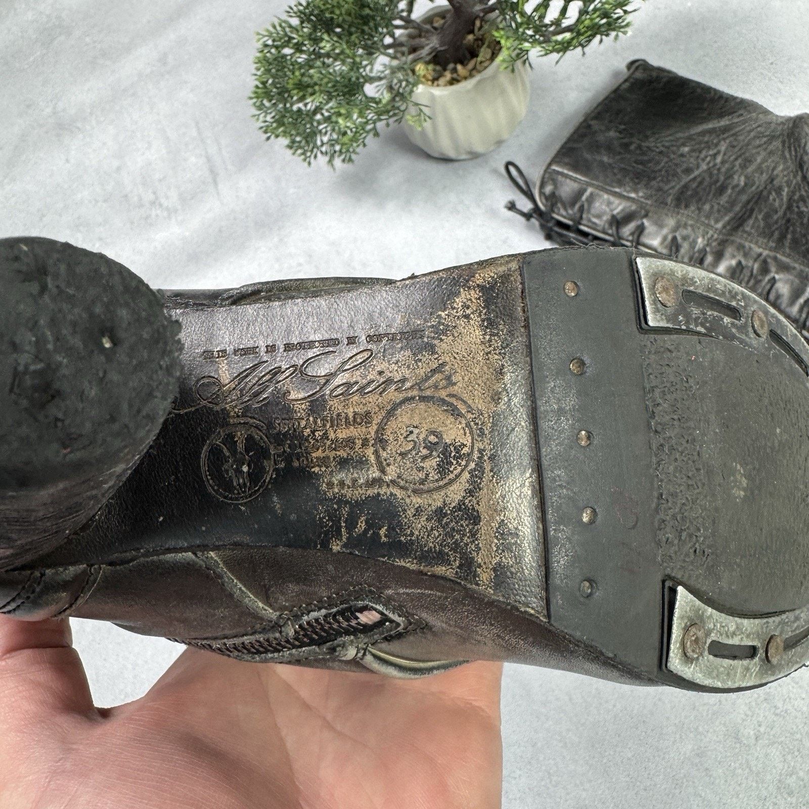 Allsaints All Saints Amarante Heel Distressed Leather Boots 39 US9 Size US 9 / IT 39 - 11 Thumbnail