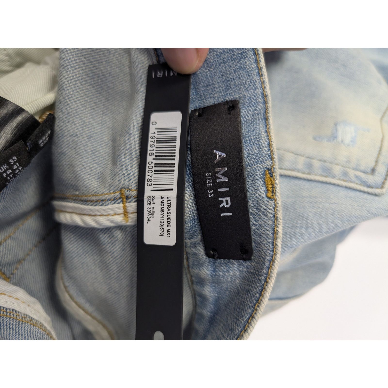 Amiri o1rshd1 Ultrasuede MX1 Denim Jeans in Surf Indigo Blue Size US 33 - 23 Thumbnail