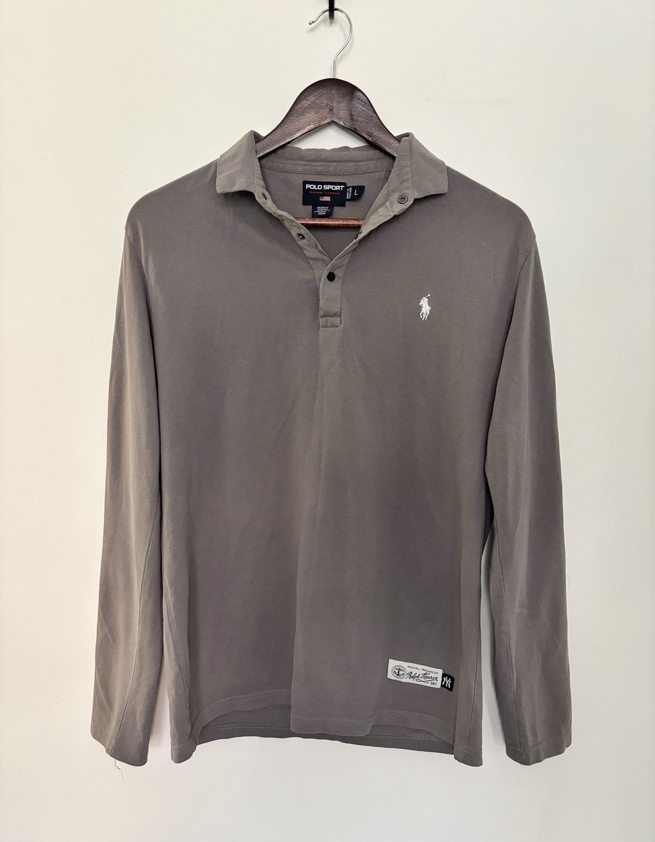 Polo Ralph Lauren Vintage Polo Sport Ralph Lauren Long Sleeve Polo Taupe Grey Size US L / EU 52-54 / 3 - 1 Thumbnail