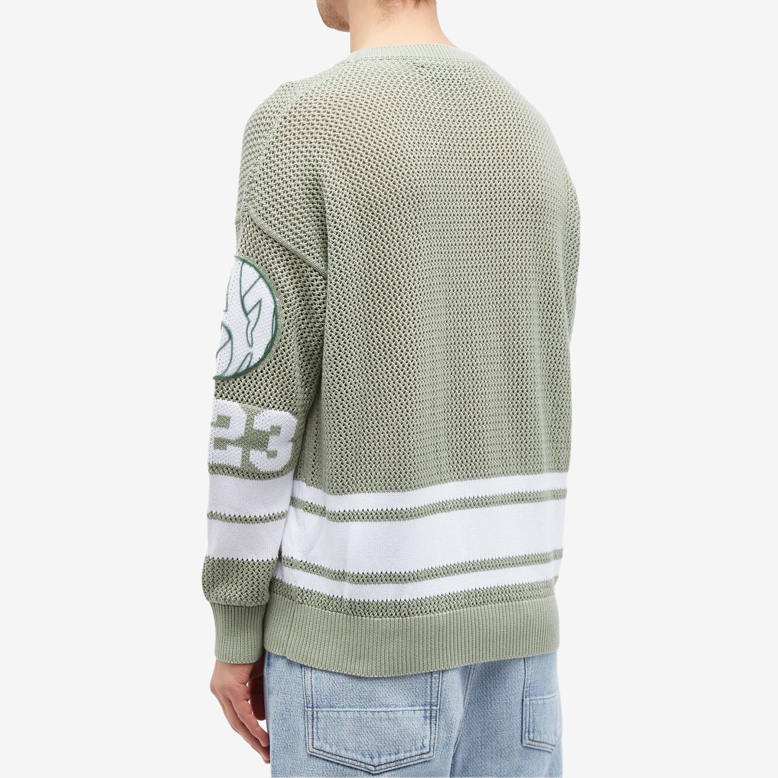 Amiri o1w1db11224 Mesh Hockey Logo Sweater in Frosty Green/White Size US XL / EU 56 / 4 - 3 Thumbnail