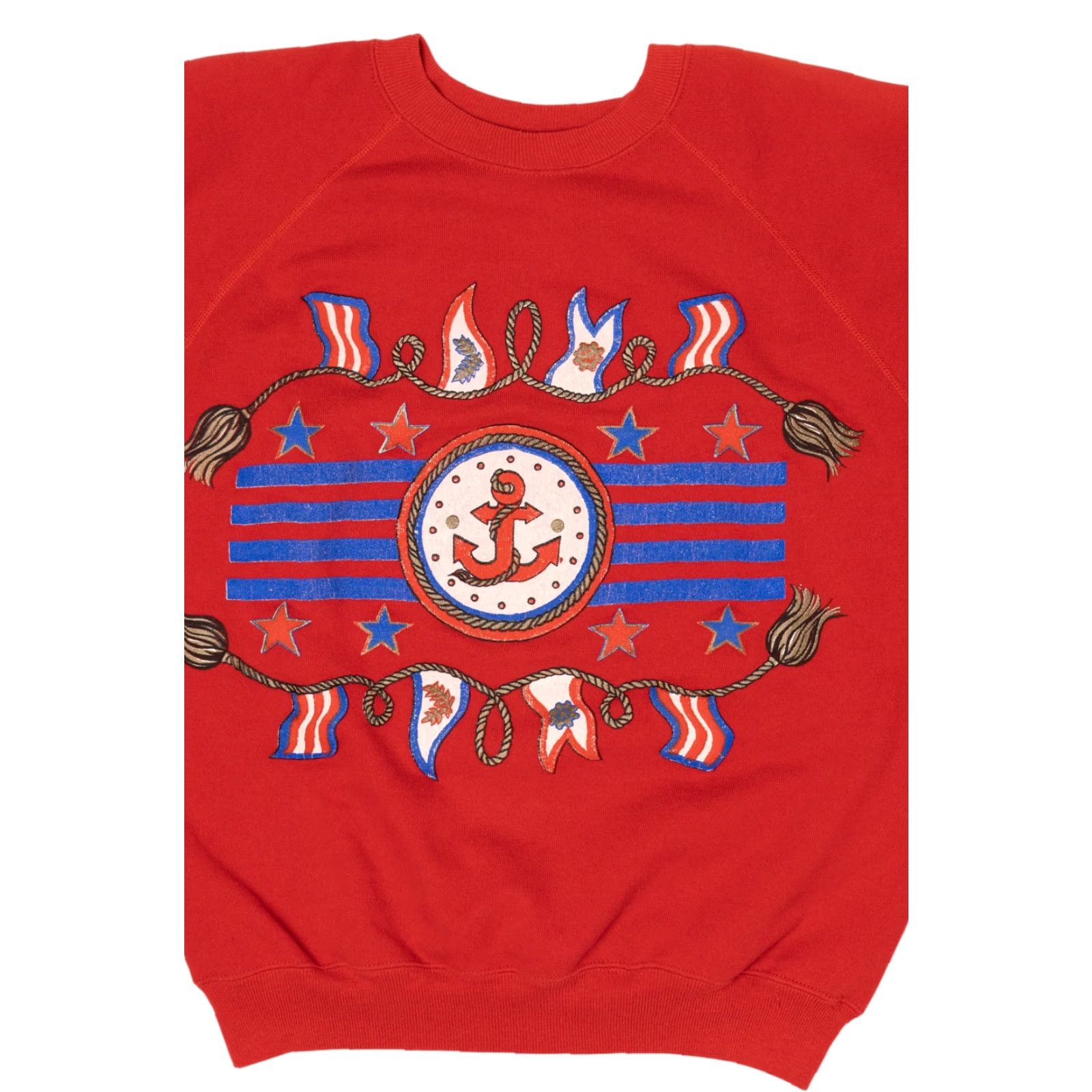 Hanes Vintage Red Nautical Sailor Raglan Sweatshirt Navy 1990s Hanes Large Red Raglan Sweatshirt Mens Women Size US L / EU 52-54 / 3 - 4 Thumbnail