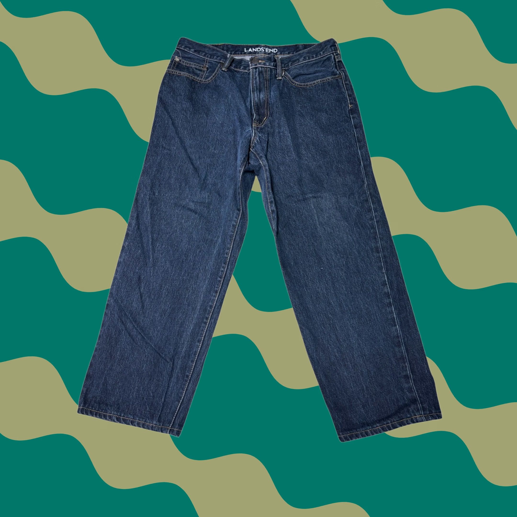 Lands' End VINTAGE? No — Lands' End Dark Wash Denim Jeans Mens 33x25 Lands' End Traditional Fit Jeans Regular Fit 33 Inseam 25 Dark Denim Pants Blue Shoes? Size US 33 - 1 Thumbnail