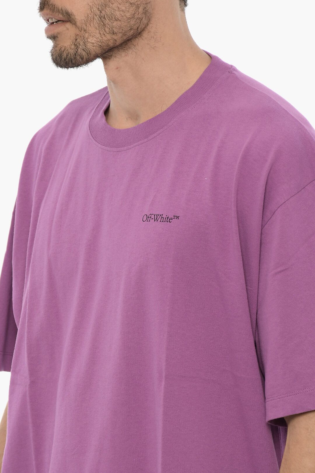 Off-White og1mm0824 Solid Color Crewneck T-Shirt in Purple Size US XXS / EU 40 - 3 Thumbnail