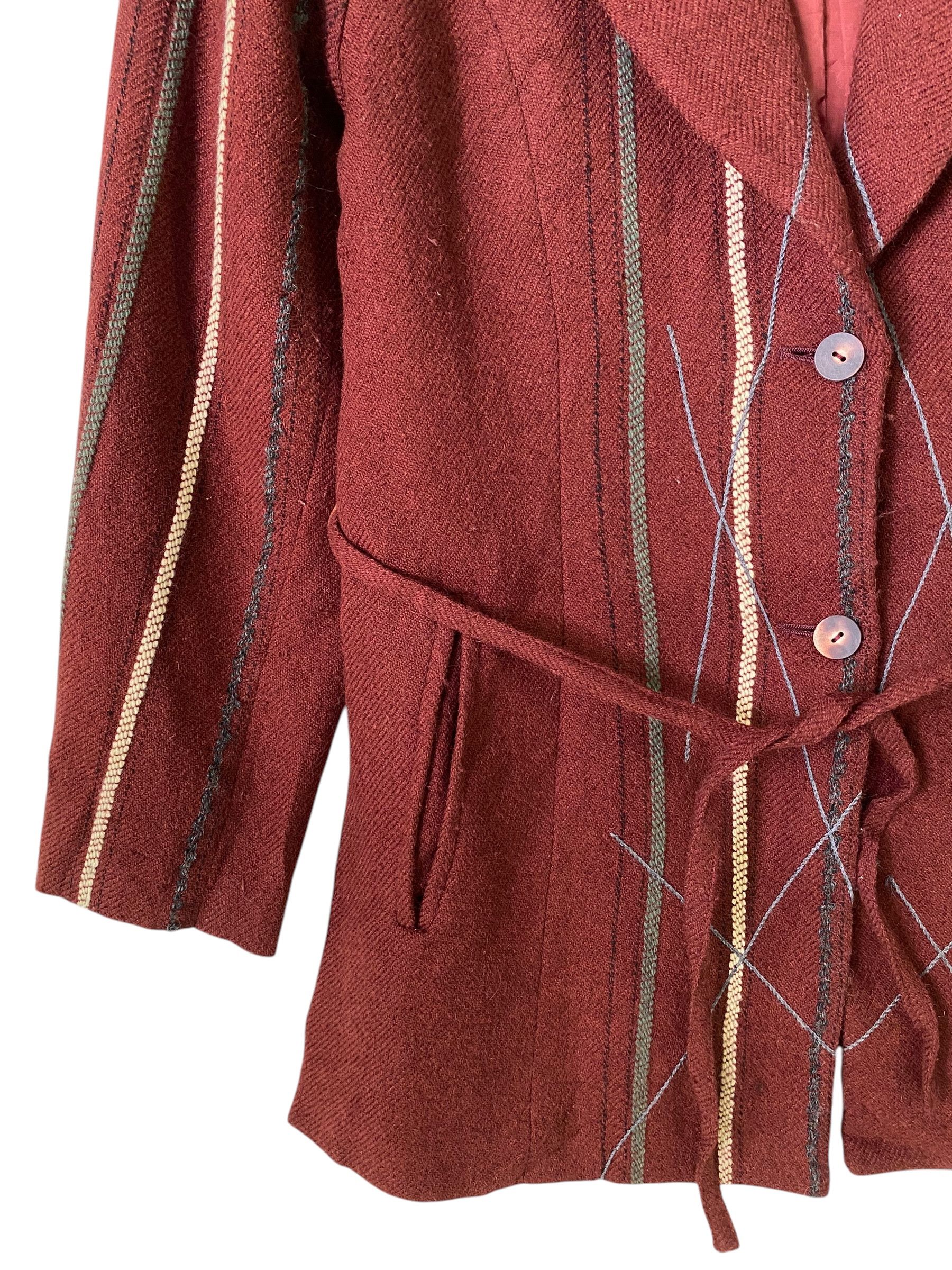 If Six Was Nine Keiko kishi embroidered stripe belted wool alpaca blend coat Size US S / EU 44-46 / 1 - 5 Thumbnail
