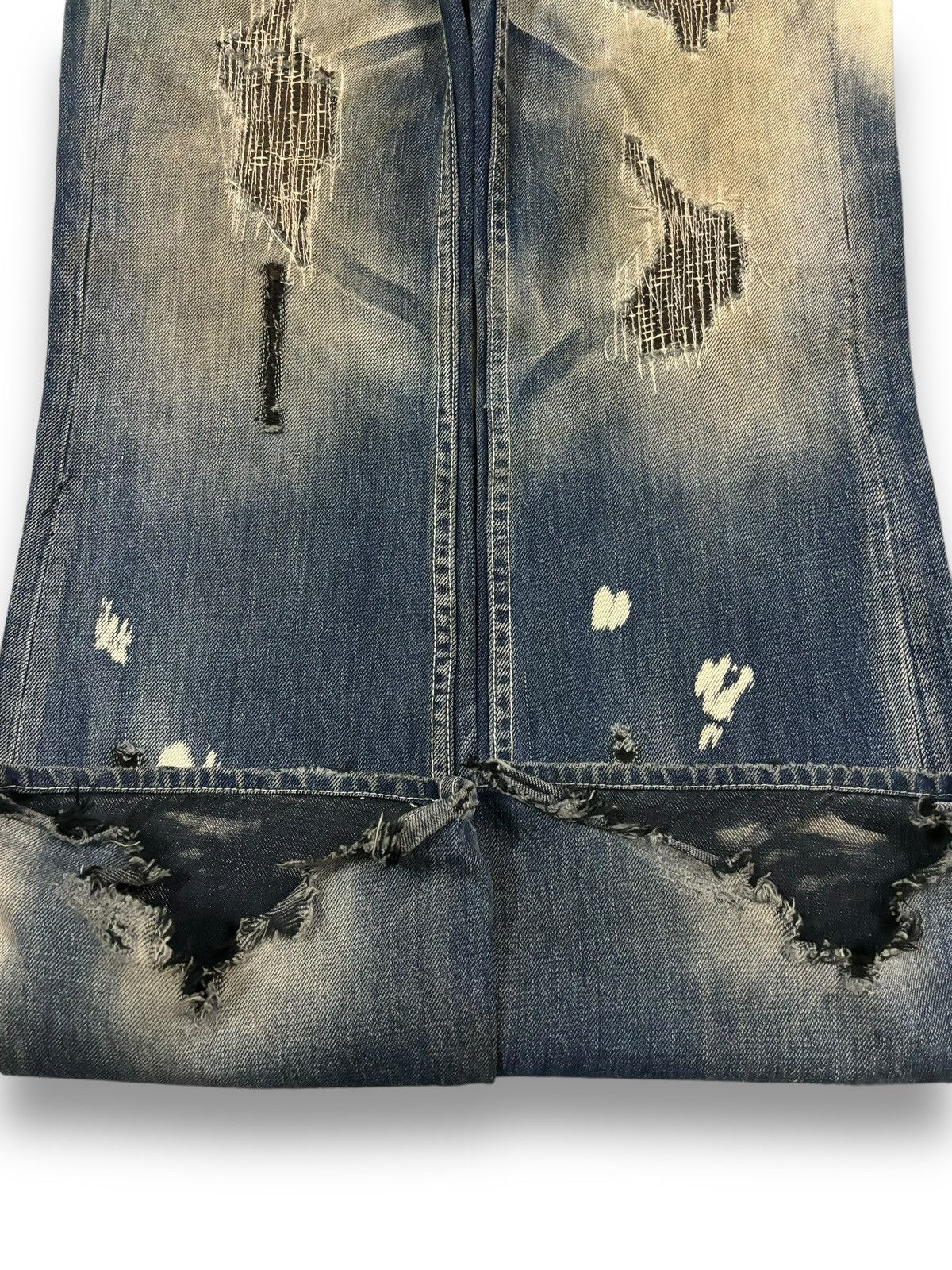 If Six Was Nine Vintage Army of NO! Patched Distressed Flare Grunge Jeans Size US 30 / EU 46 - 11 Thumbnail