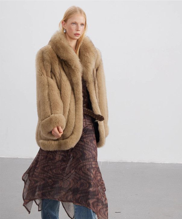 Other Olive Brown Fox Fur Coat Size L / US 10 / IT 46 - 3 Thumbnail