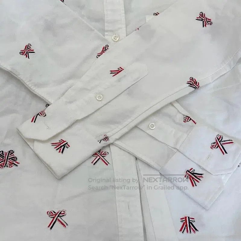 Thom Browne Thom Browne White Embroidered Long Sleeve Shirt . Size US S / EU 44-46 / 1 - 8 Thumbnail