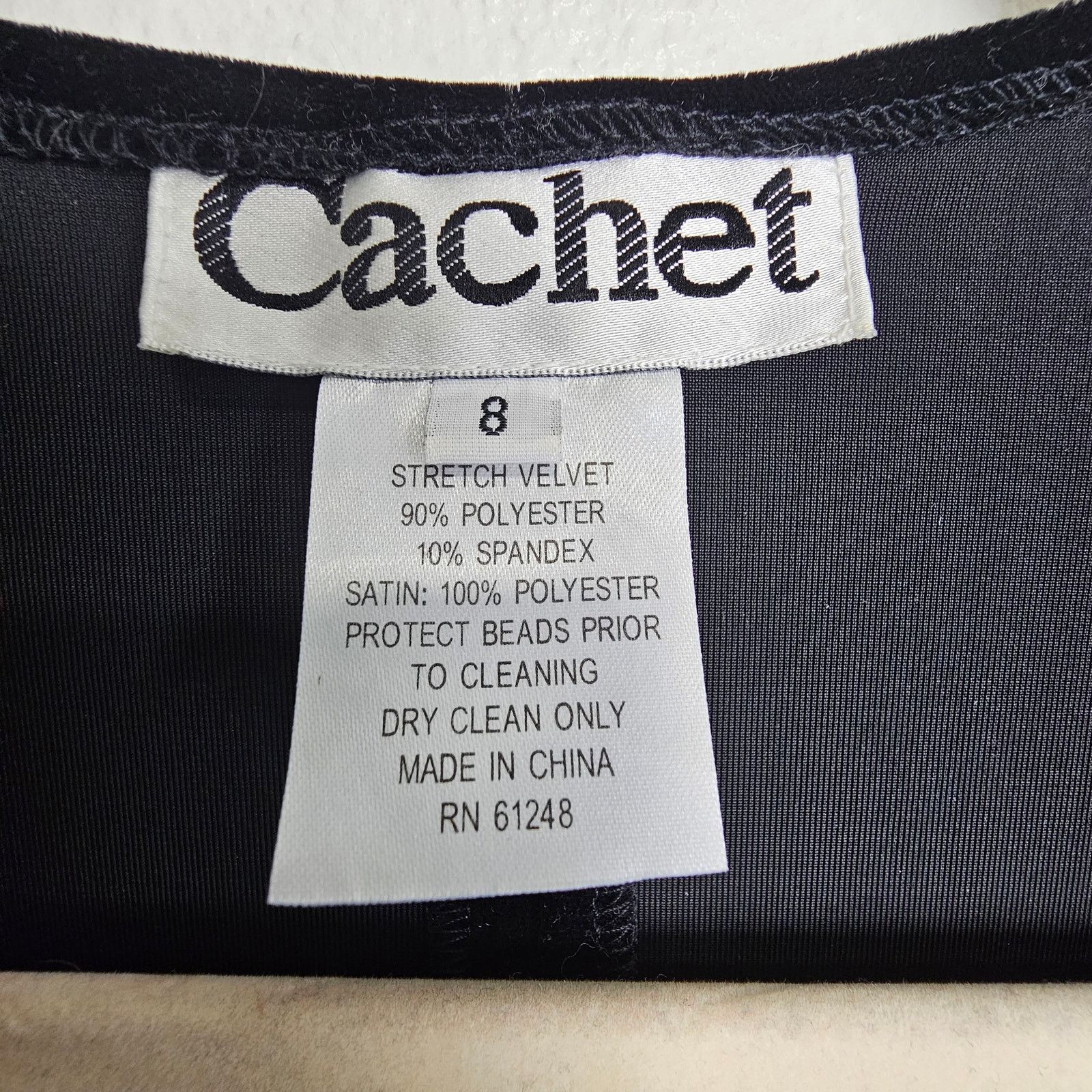 Vintage Vintage Cache Womens Black Velvet Surplice Blouse 8 Beaded Size M / US 6-8 / IT 42-44 - 7 Thumbnail