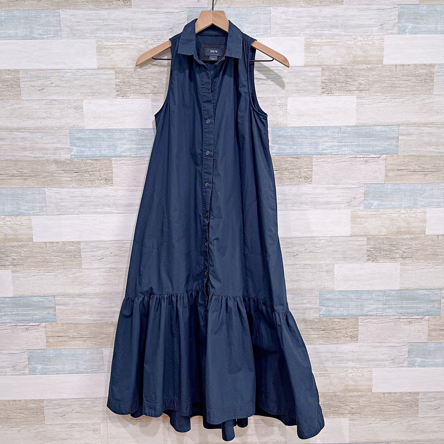 Anthropologie Maeve Paola Flounced Midi Shirt Dress Black Womens XS |  Grailed