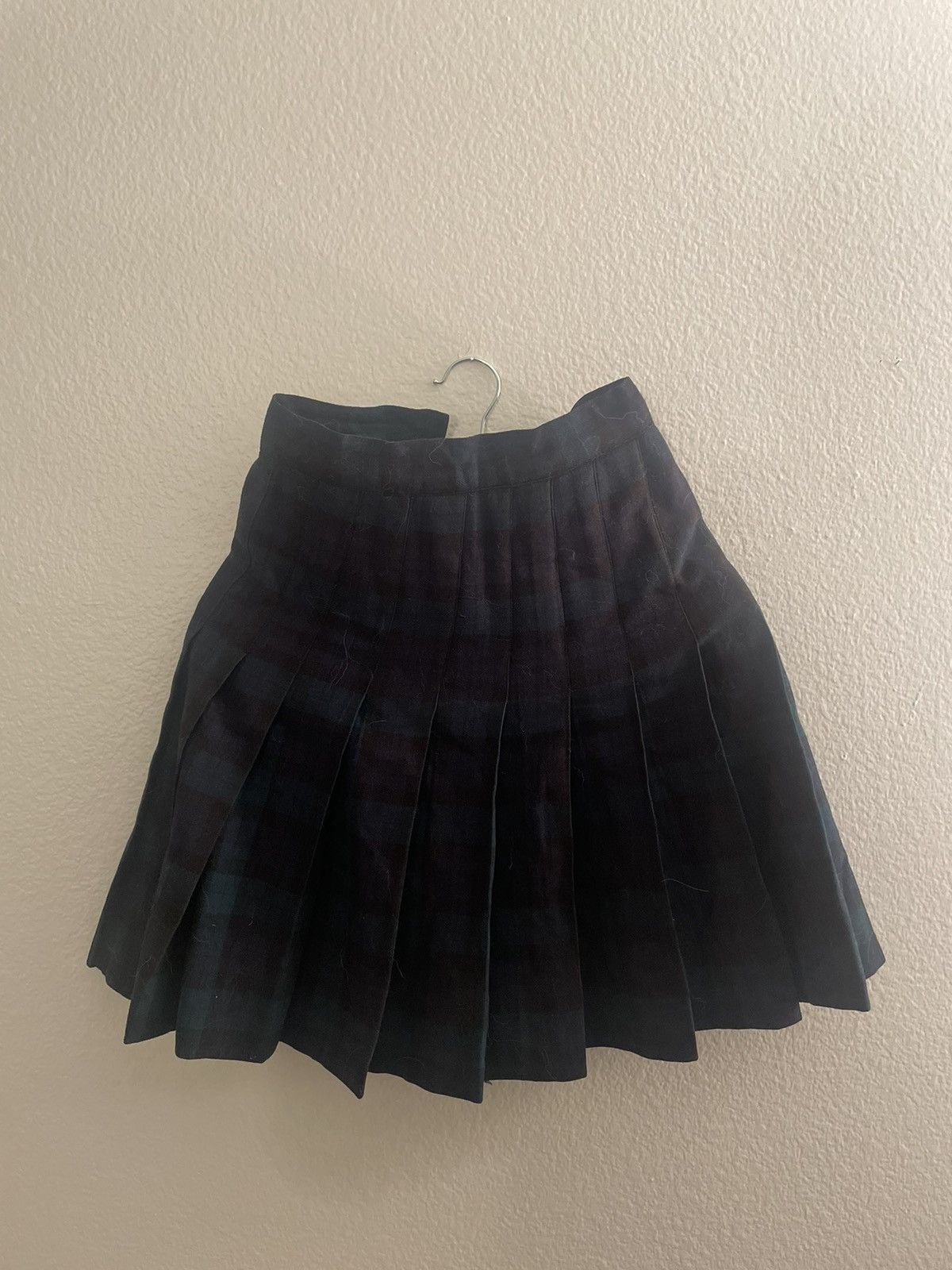 Vintage Handmade Pleated Wool Mini Skirt Size 24" / US 00 / IT 34 - 3 Thumbnail