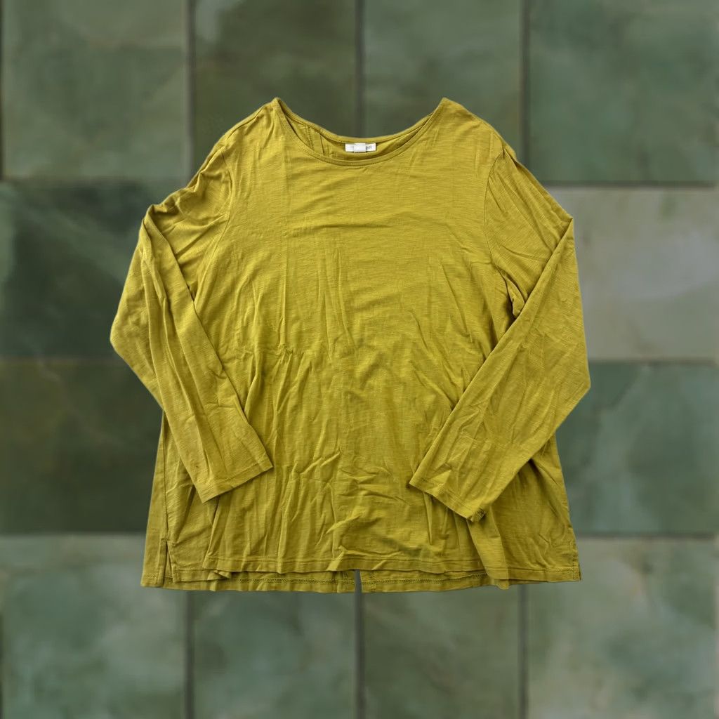 J. Jill J. Jill Shirt Womens 1X Yellow Scoop Neck Long Sleeve Lightweight Tunic Top Size XL / US 12-14 / IT 48-50 - 1 Thumbnail