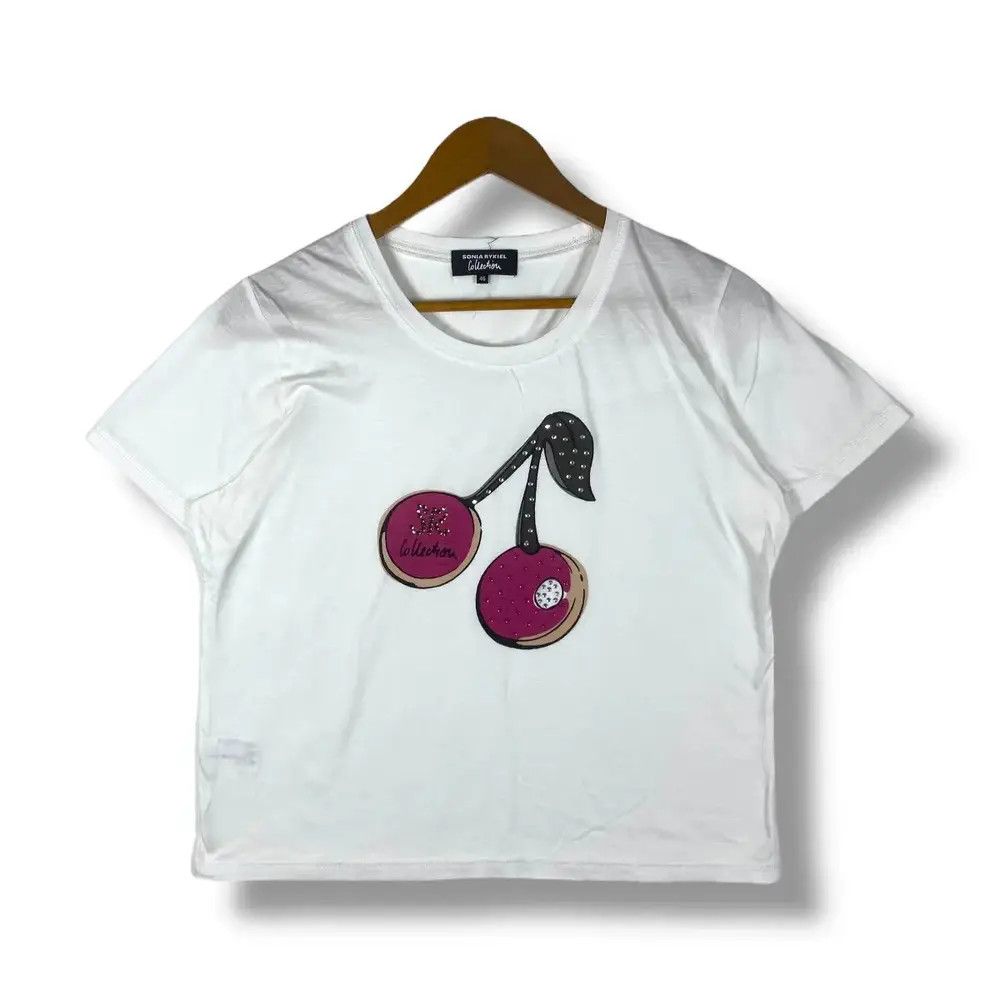 Designer SONIA RYKIEL COLLECTION Cherry Graphic Women Tee Shirt Size M / US 6-8 / IT 42-44 - 1 Thumbnail