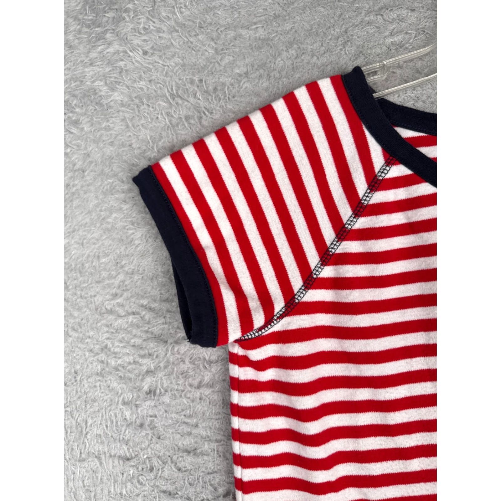 Vintage Embellished Stars Shirt Women XL Red Striped Crew Neck Short Sleeve Cotton Sports Womens Size XL / US 12-14 / IT 48-50 - 3 Thumbnail