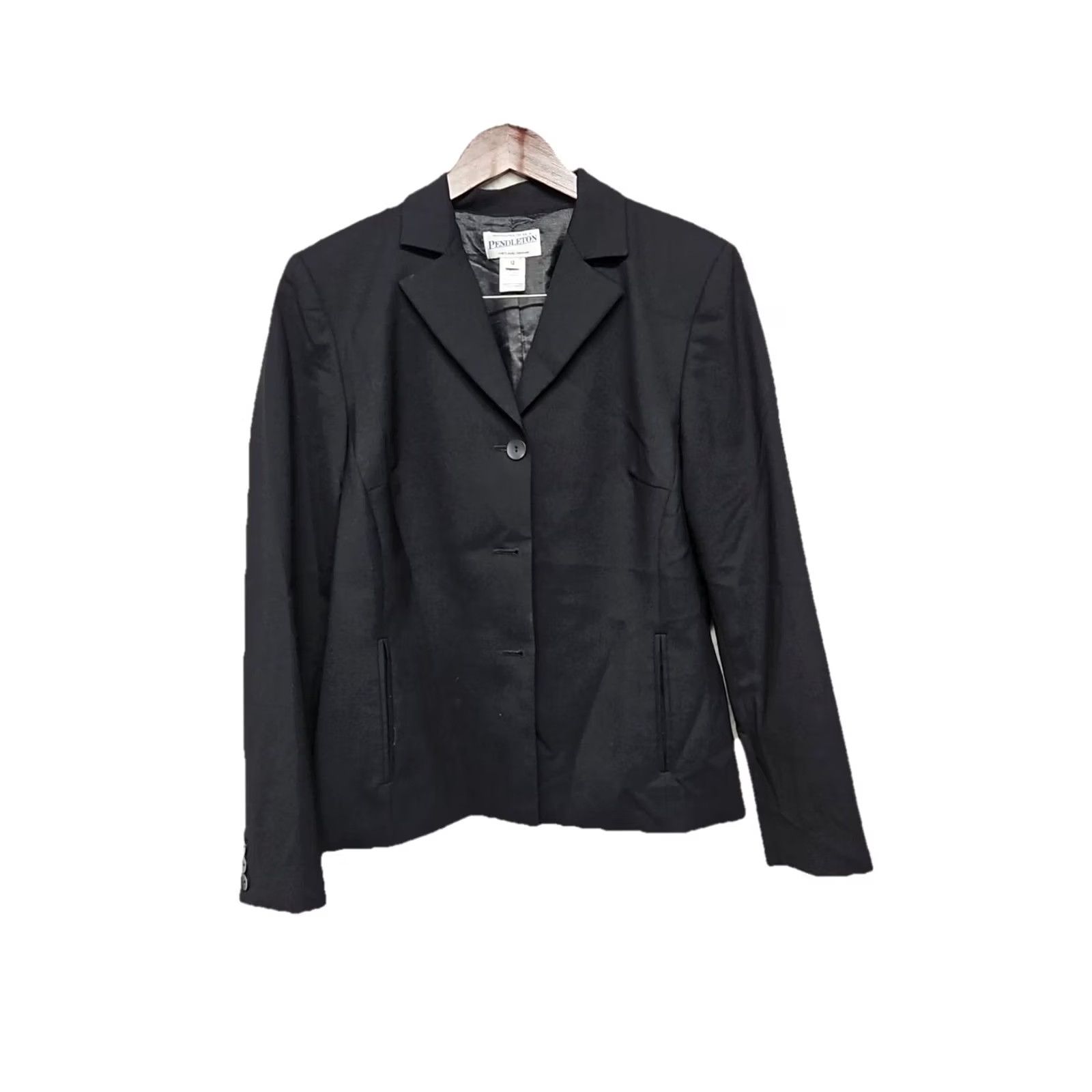 Pendleton VINTAGE? Pendleton Women’s Black Wool Blazer Jacket Size 12 Tailored Career Size XL / US 12-14 / IT 48-50 - 2 Thumbnail