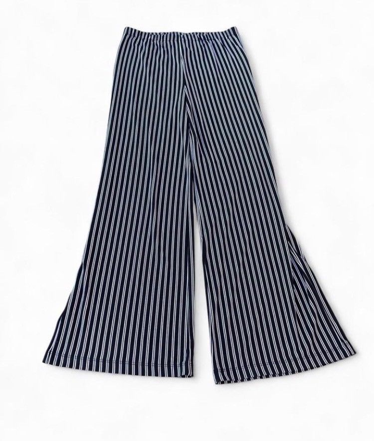 Chicos Chico’s Y2K Black White stripe Wide Leg Palazzo Pants Size 0 Size 25" / US 0 / IT 36 - 1 Thumbnail