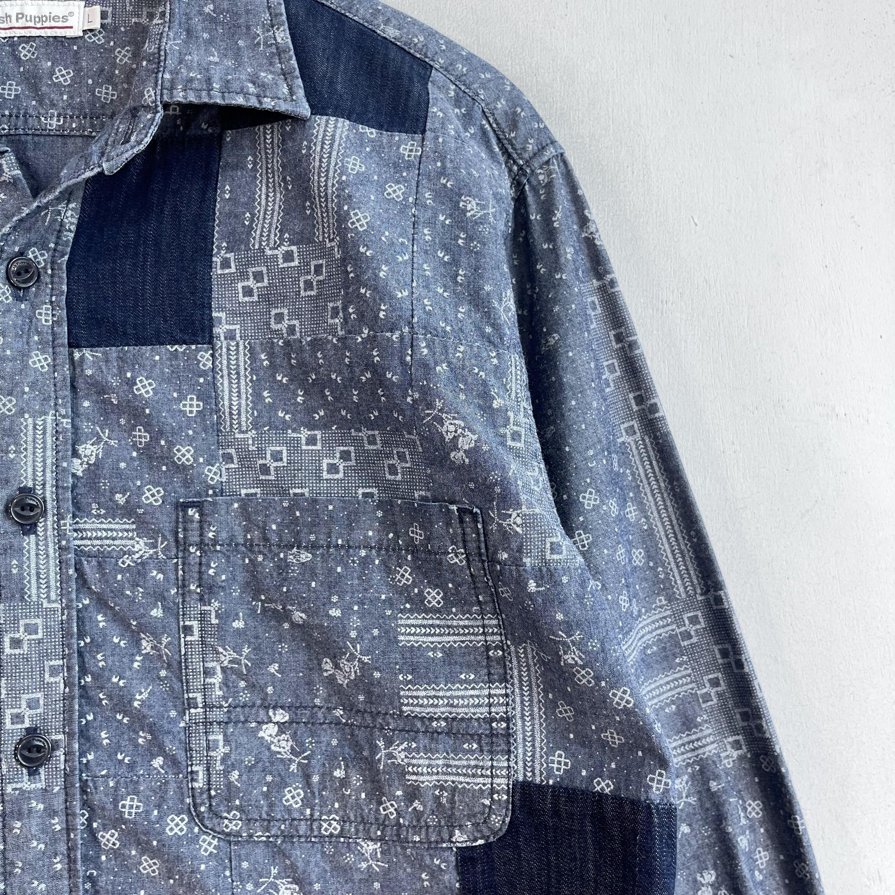 Japanese Brand × Vintage Vintage Patchwork Reconstruct Flannel Denim Button Up Size US M / EU 48-50 / 2 - 3 Thumbnail