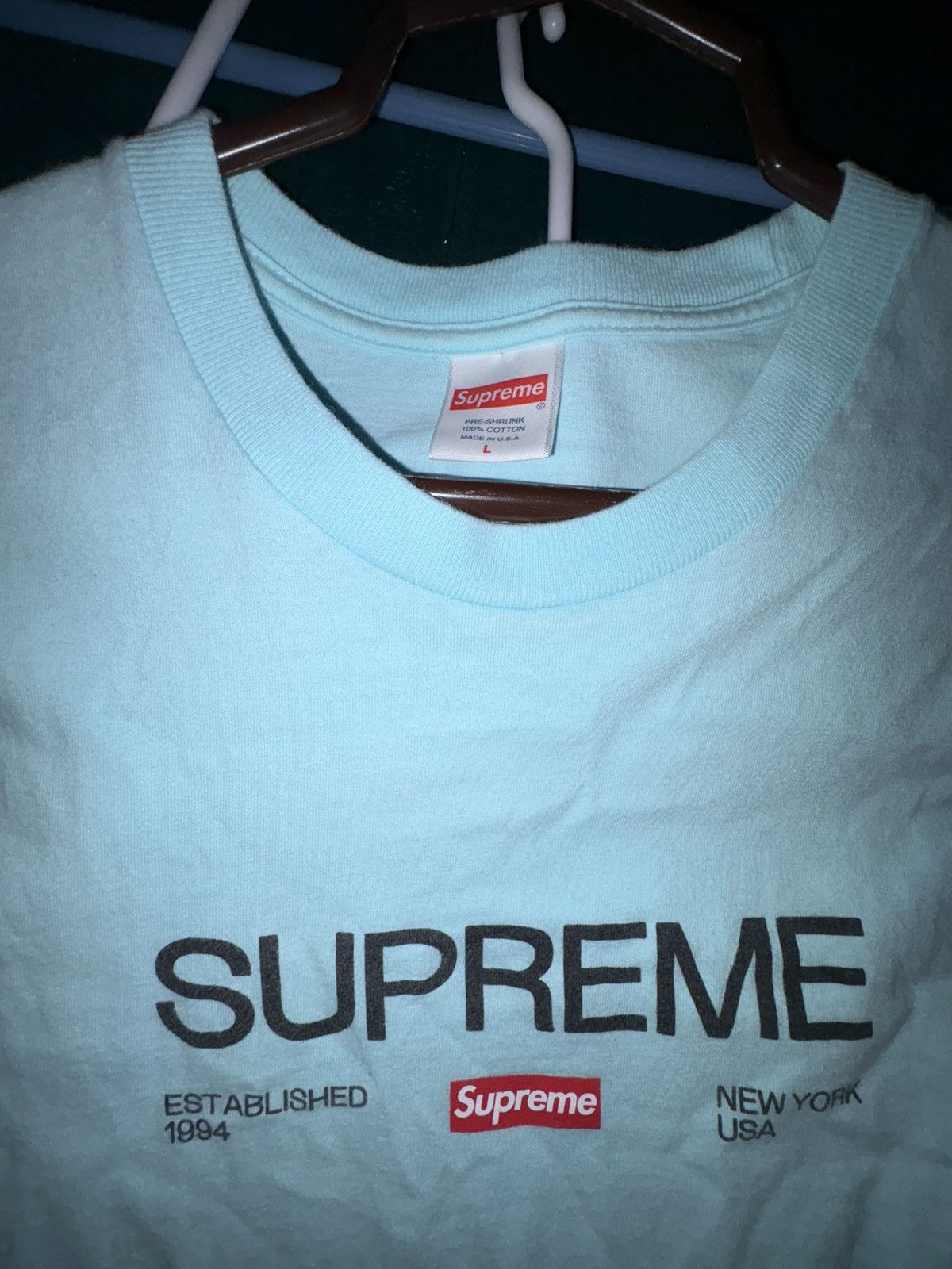 Supreme 2021 Supreme Est. 1994 Tee 'Turqouise' size large Size US L / EU 52-54 / 3 - 2 Thumbnail