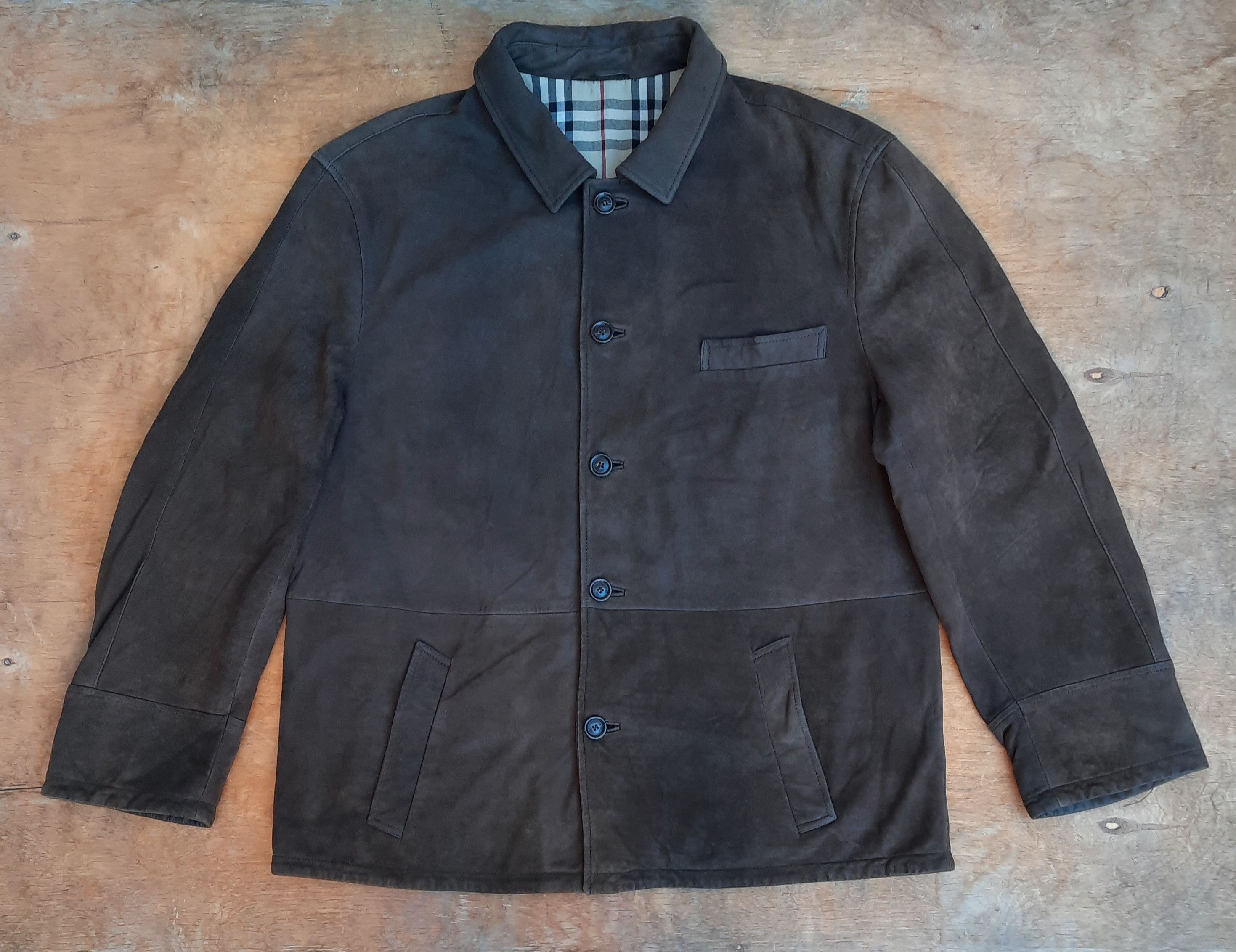 Burberry Burberry Vintage 90s Leather Jacket Classic Khaki Coat Size US L / EU 52-54 / 3 - 2 Thumbnail